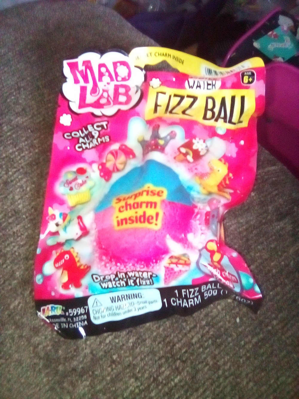 Water Fizz Ball Toy – Pink/Blue Surprise Charm Inside
